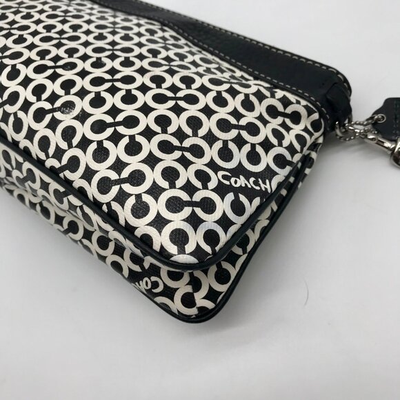 Coach Black & White Patent Leather Penelope Op Art Convertible clutch 13166 - Picture 6 of 11